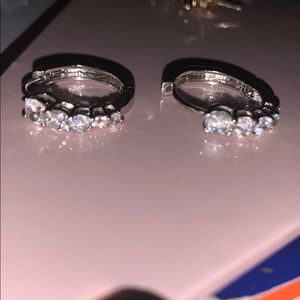 Small hoop diamond earrings